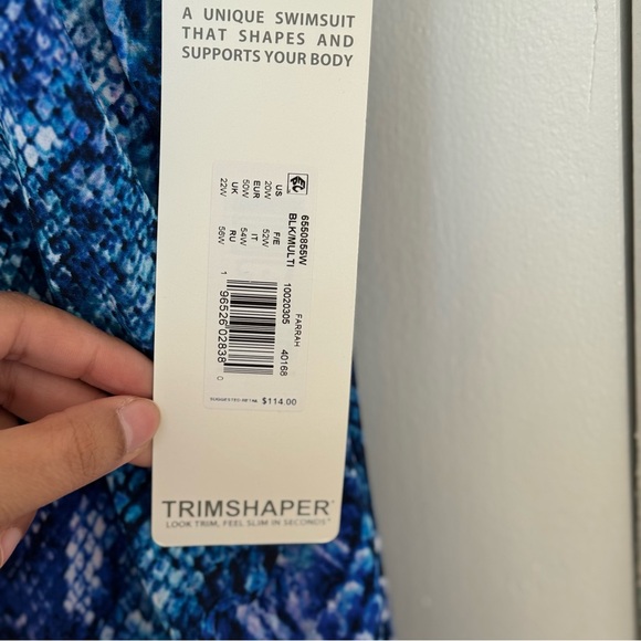 NWT Trimshaper Blue and Black Women's One Piece Swimsuit - Picture 8 of 10